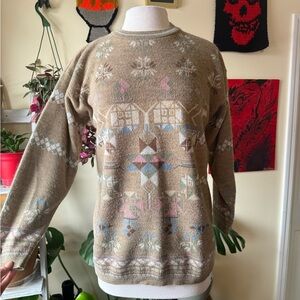 Bay Point Thread Vintage Tan Geometric Sweater
